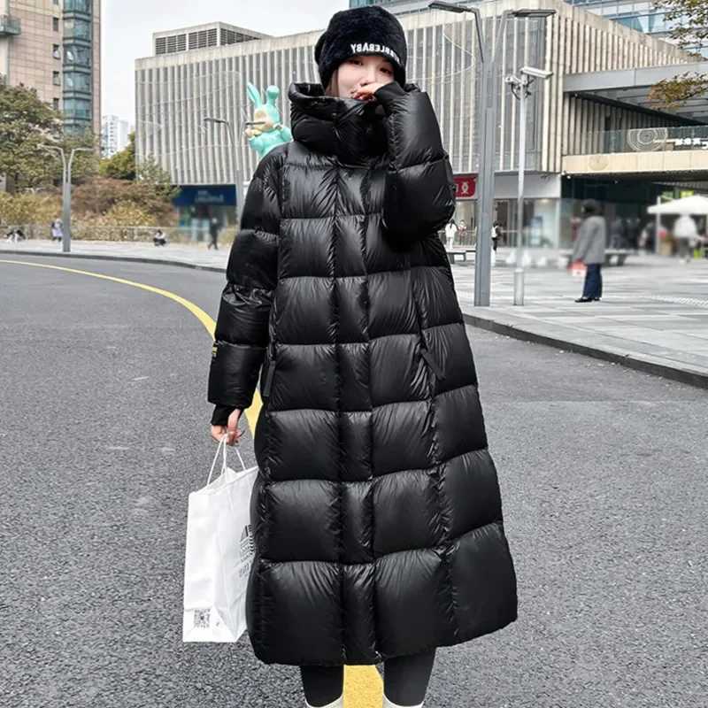 New Fashion Women Down Jacket Long Ultra-thick Parkas Black Hooded Warm Coats Winter Jackets for Women Lightweight Puffer CoatsX241019