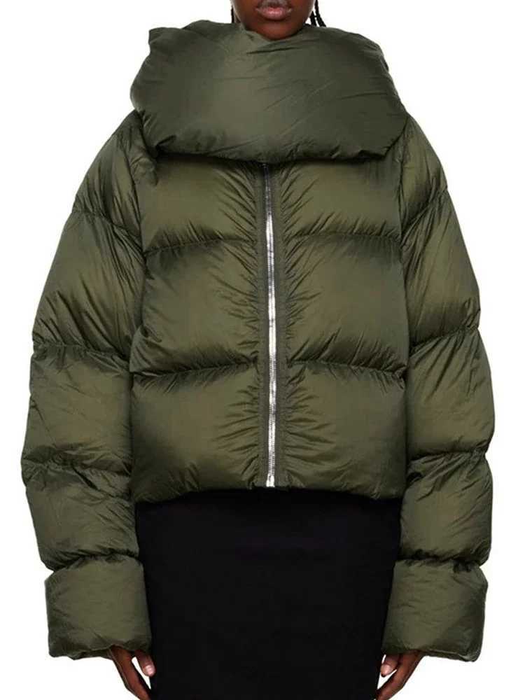 Women's Down Parkas 2024 New Winter Scarf Collar Cutting Inflatable Jacket Womens Long and Thick Warm Bedding Bubble Coat Womens Coat Park Y24101