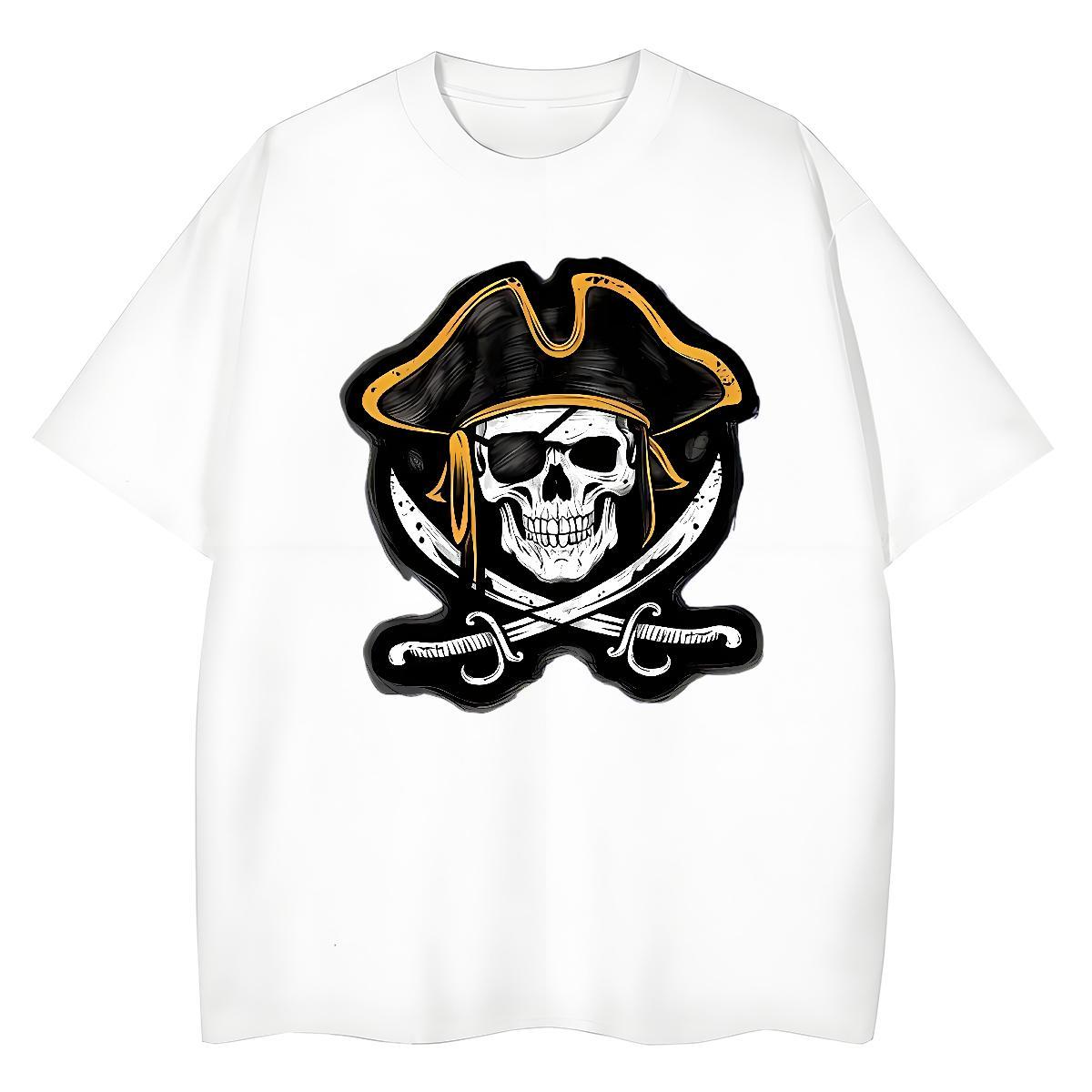 Casual New Women T Shirts 230g 100% Cotton Crew Neck Summer Casual skull Women Tshirts Popular Cartoon Floral Printing Tee Shirt
