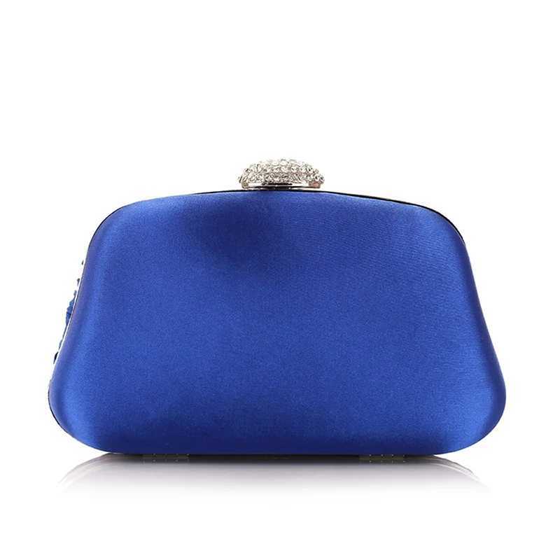 Royal Blue Folded and Pillow shaped Clutch Bag Elegant Designer Clutch with Chain Rhinestone Buckle Wedding Party Wallet 2024 Y241019