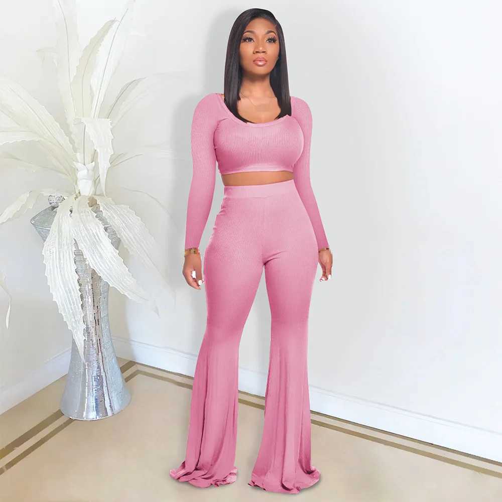Women's Two Piece Pants two piece set women outfits fall outfits women 2 piece set pants sets long slve fall clothes for woman 2022 wholesale Y24