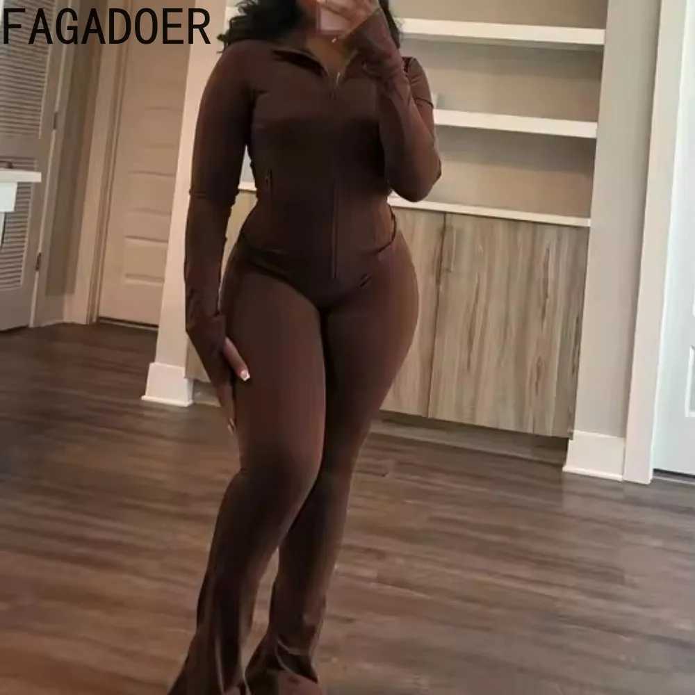 Women's Two Piece Pants FAGADOER Casual Solid 2 Piece Set Outfit Women Long Slves Jacket and High Waist Flare Pants Sports Suits Autumn Winter Ne
