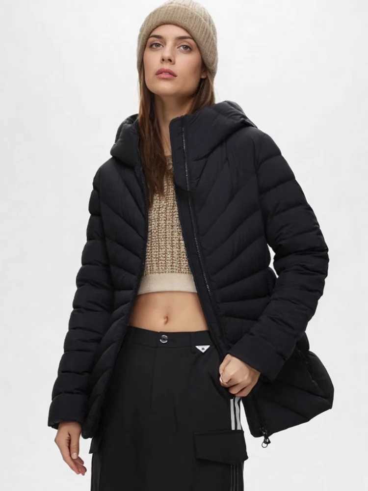 Autumn and winter puffer coat long sleeved hooded zippered down jacket with high quality and low priceX241019