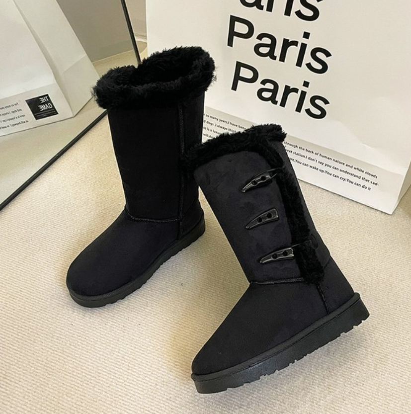 Women's Fashion Boots: Fleece-ed, Versatile Winter Footwear in Black, Yellow, and Coffee | Free Shipping 67fe