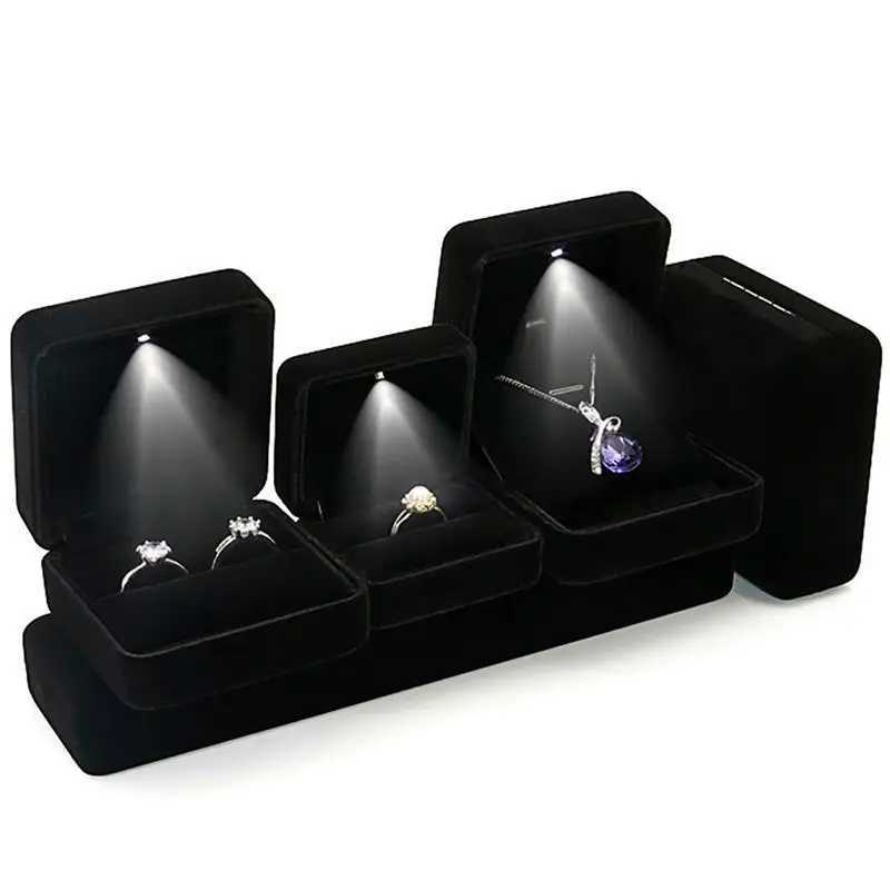 LED jewelry box for rings necklaces engagement rings display gift boxes packaging display boxes optical storage boxes wholesale W241019