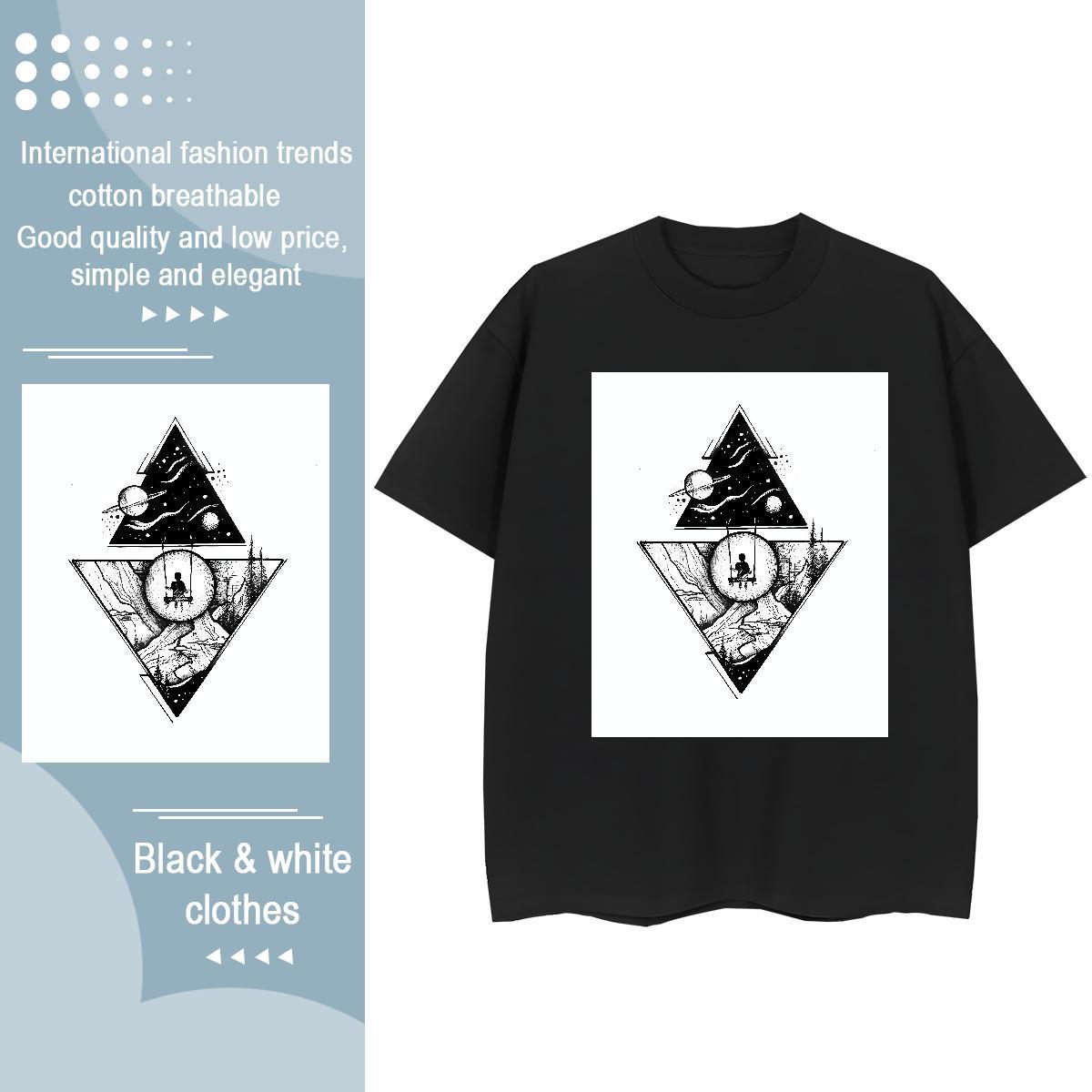 2024 DIY Womens T Shirts 230g Cotton Breathable Crew Neck Spring Summer eye of the devil Womens Tshirts High quality White Plus Size Tops Tees