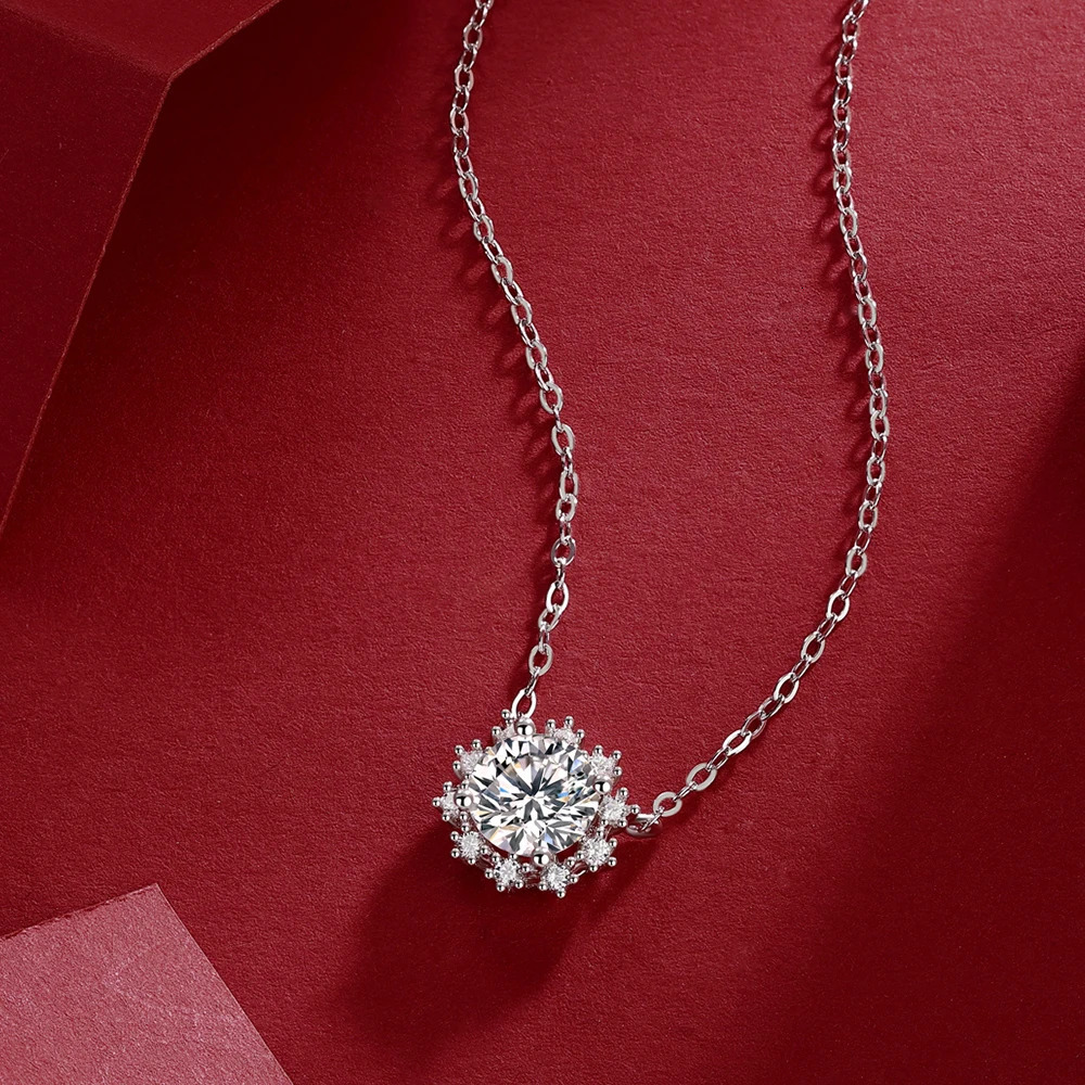 925 sterling silver 1ct pendant necklace 18k gold-plated sunflower necklace Clavicle chain exquisite jewelry for women 241018