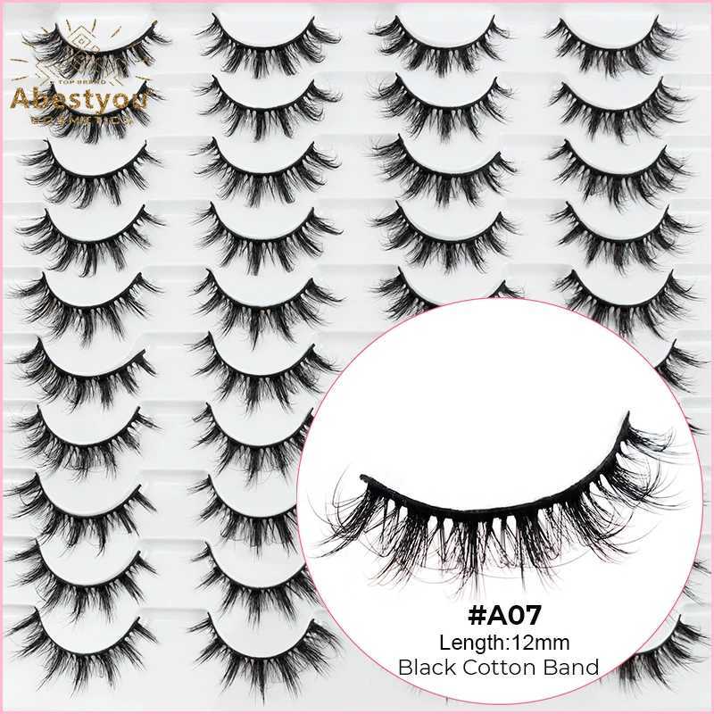 Abestyou 8mm 20Pairs Invisible Strip Soft Clear Band 3D Faux Mink Wispy Eyelash Korea High Quality Short Reusable Lashes Make-upXJ241019