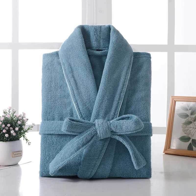 100% Cotton Long Thick Absorbent Terry Bath Robe Kimono Men LightWeight Waffle Towel Bathrobe Sleepwear Women Dressing GownXJ241018