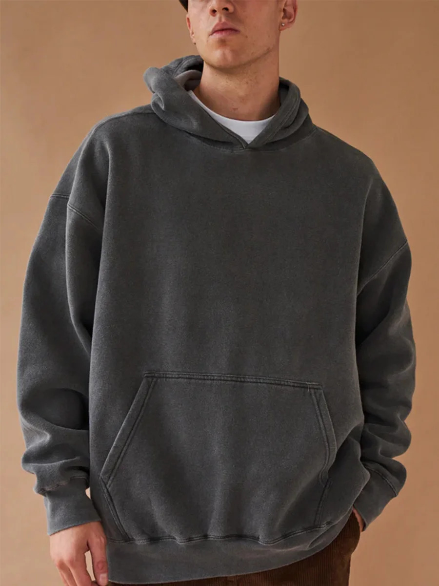 100% Cotton Washed Hoodie Sweatshirt Men Retro Vintage Graphic Hooded Pullover Harajuku Sweat Shirt HipHop 241019