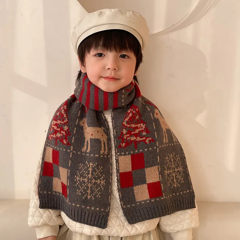 Winter Korean Fashion Childrens Scarf Year Knitted Baby Shawl Wool Neck Packaging Childrens Accessories Childrens Scarf 241019