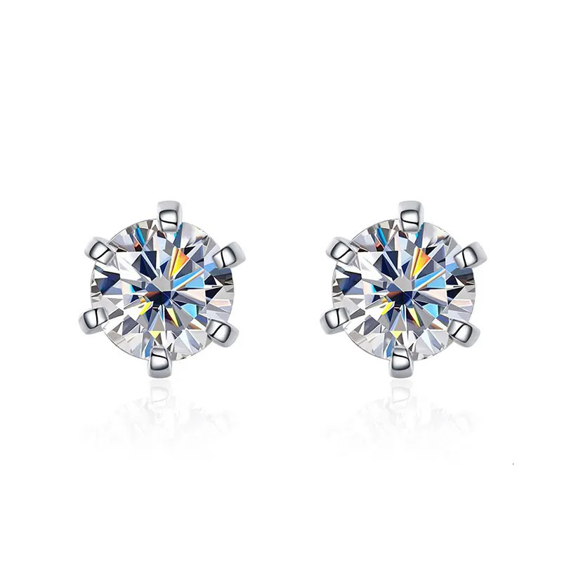 KNOBSPIN 1ct earrings suitable for womens weddings exquisite jewelry GRA s925 sterling silver plated 18k white gold stud earrings 241018