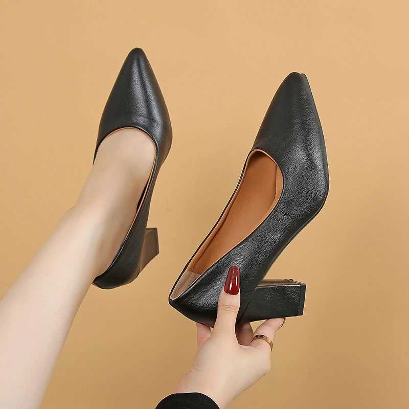 7.5cm Plus size 35-40 basic pump toe high-heeled boat shoes womens dress shoes light white wedding shoes black Y241019