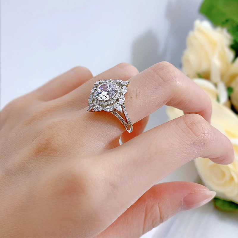 2024 Handmade Gorgeous SParkling Wedding Rings Luxury Jewelry Real 100% 925 Sterling Silver Round Cut White Moissanite Diamond Gemstones Party Women R