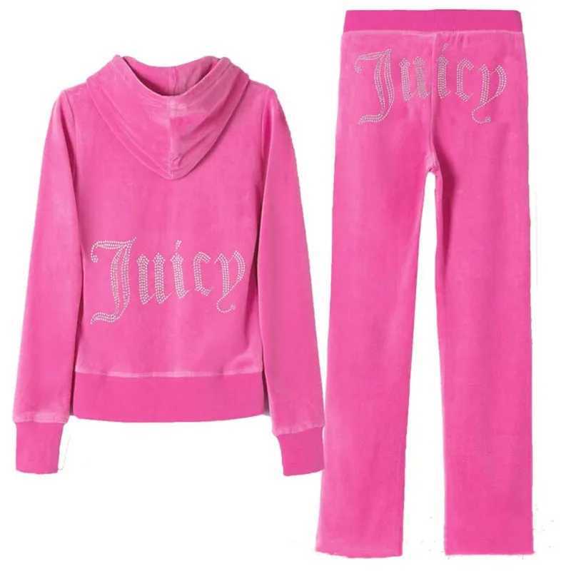Womens Two Piece Pants JUICY COMETYRE Womens Velvet Track and Field Wear Casual Straight PantsHooded Sweatshirt 2pc Velvet Original Premium Womens Sp 