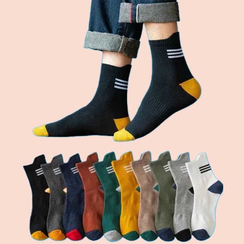 10/20 Pairs Long Socks Sweat-Absorbent Japanese Sports Mens Socks Korean Socks Mens Mid-Tube New Mens Autumn and Winter SocksXJ241019