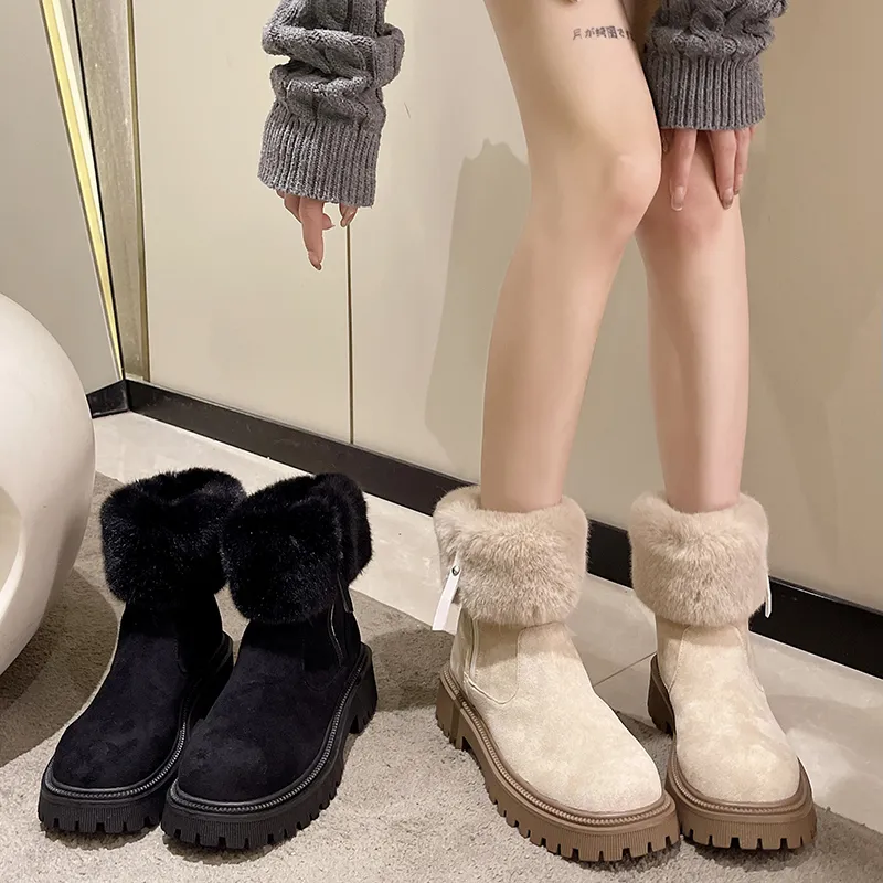 2024 New Anti Slip Designer Boot Khaki Black Outdoor Snow Boots Large Women's Shoes Size 36-42