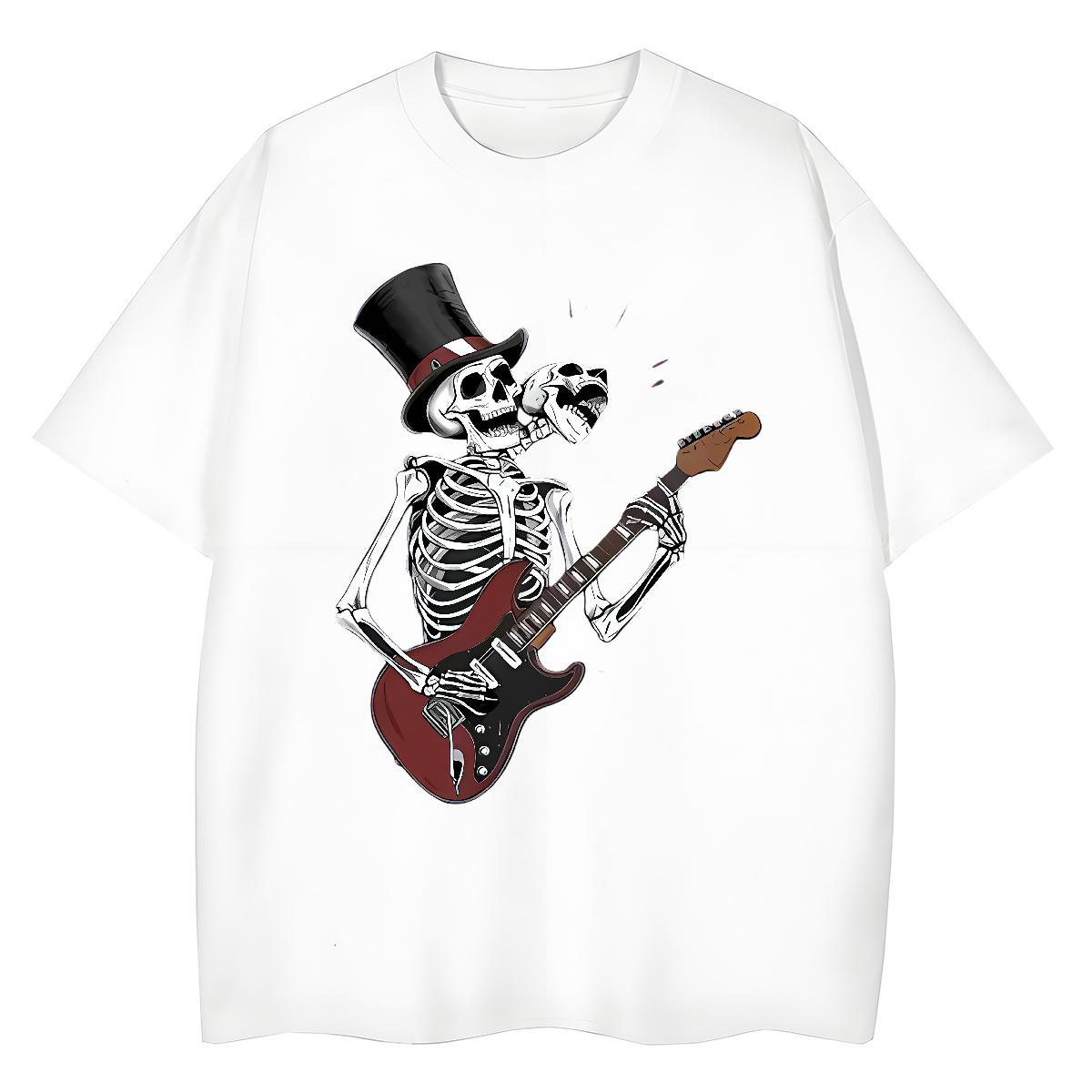 2024 DIY T Shirt For Woman 230g Cotton Breathable Short Sleeve Beach skull Unisex Tshirts Loose fit Custom Cartoon Tees Shirts