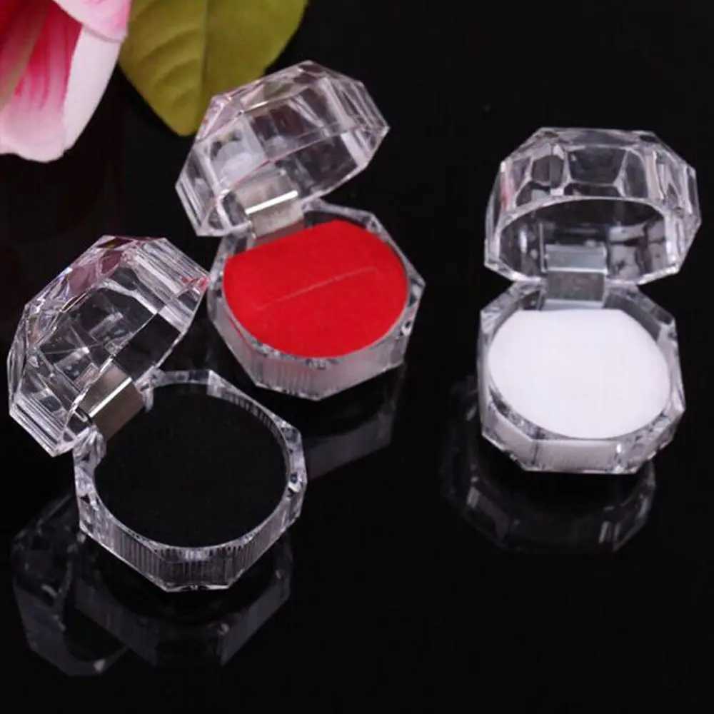 Transparent Crystal Ring Box Portable Earrings Brooch Storage Box Jewelry Storage Box W241019