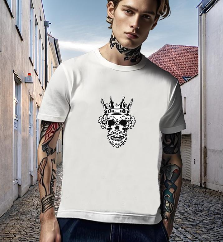 Loose T shirt 230g 100% Cotton skull Casual Daily Wear Asian Size Round Neck Short Sleeve Men Tshirts New Arrival Top Tees