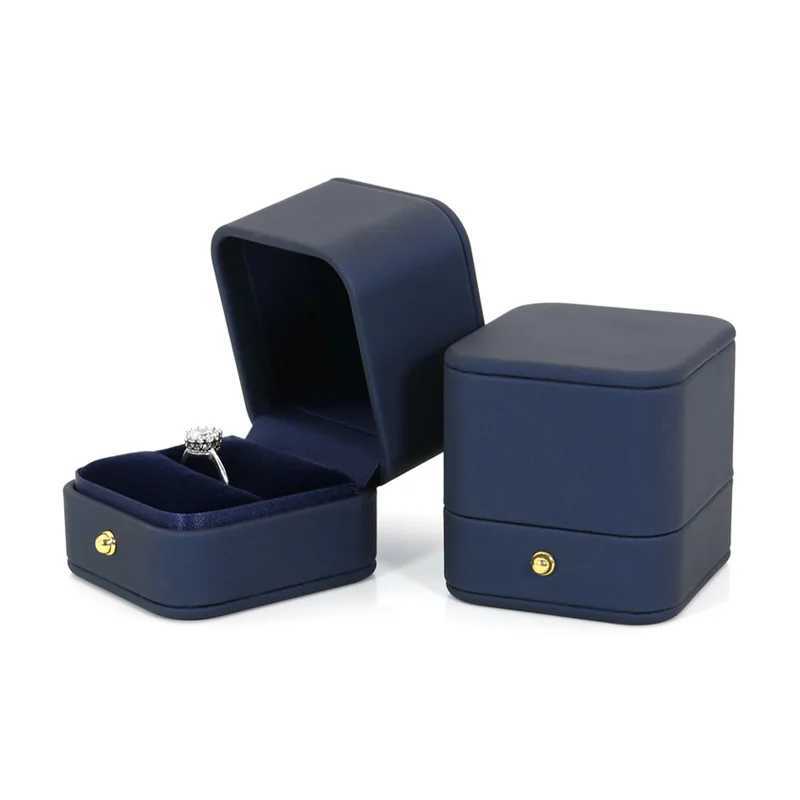 Vintage Double Slot Ring Box Pearl Treasure Box Wedding Proposal Engagement Ring Gift Organizer Storage Box PU Leather Packaging Box W241019