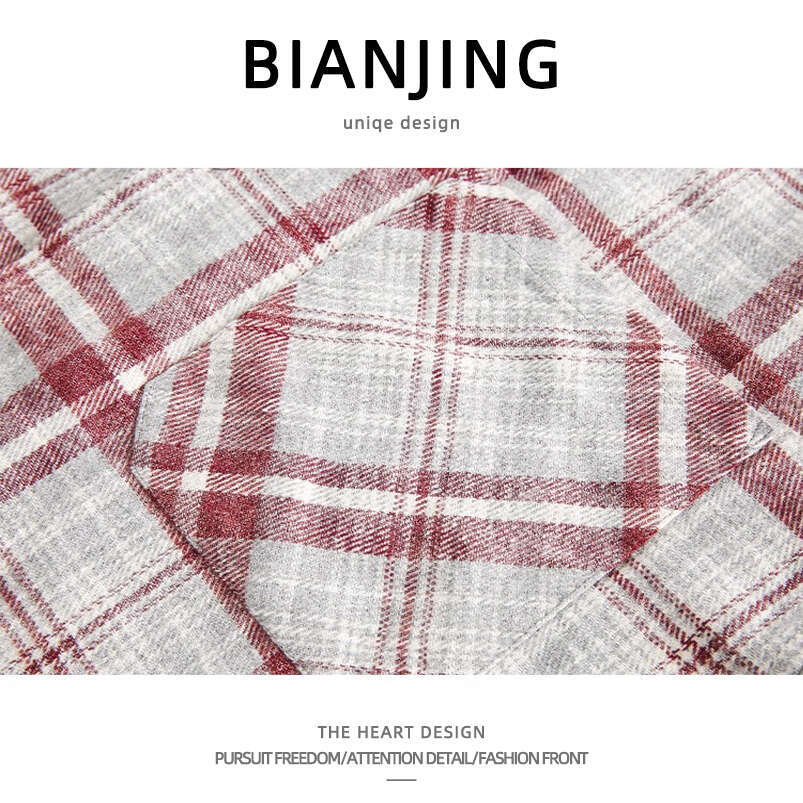 shanshi Men's shirts American in color blocked plaid lapel shirt men's and women's outerwear trendy brand loose casual handsome versati