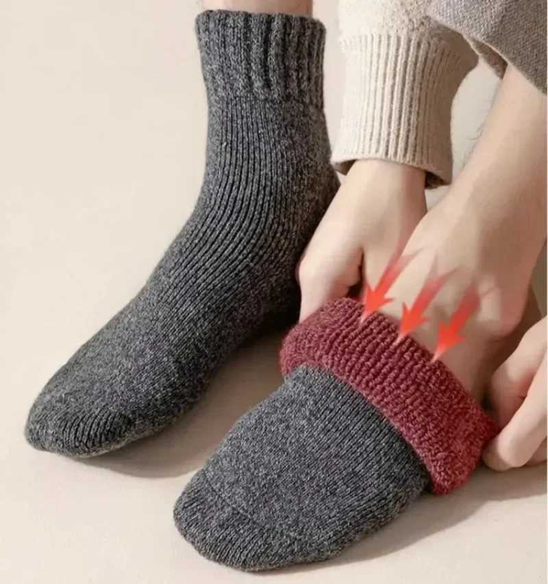 5pairs Winter Mens Merino Wool Socks Super Thick Warm High Quality Harajuku Retro Snow Casual Antifreeze Cashmere SocksXJ241019