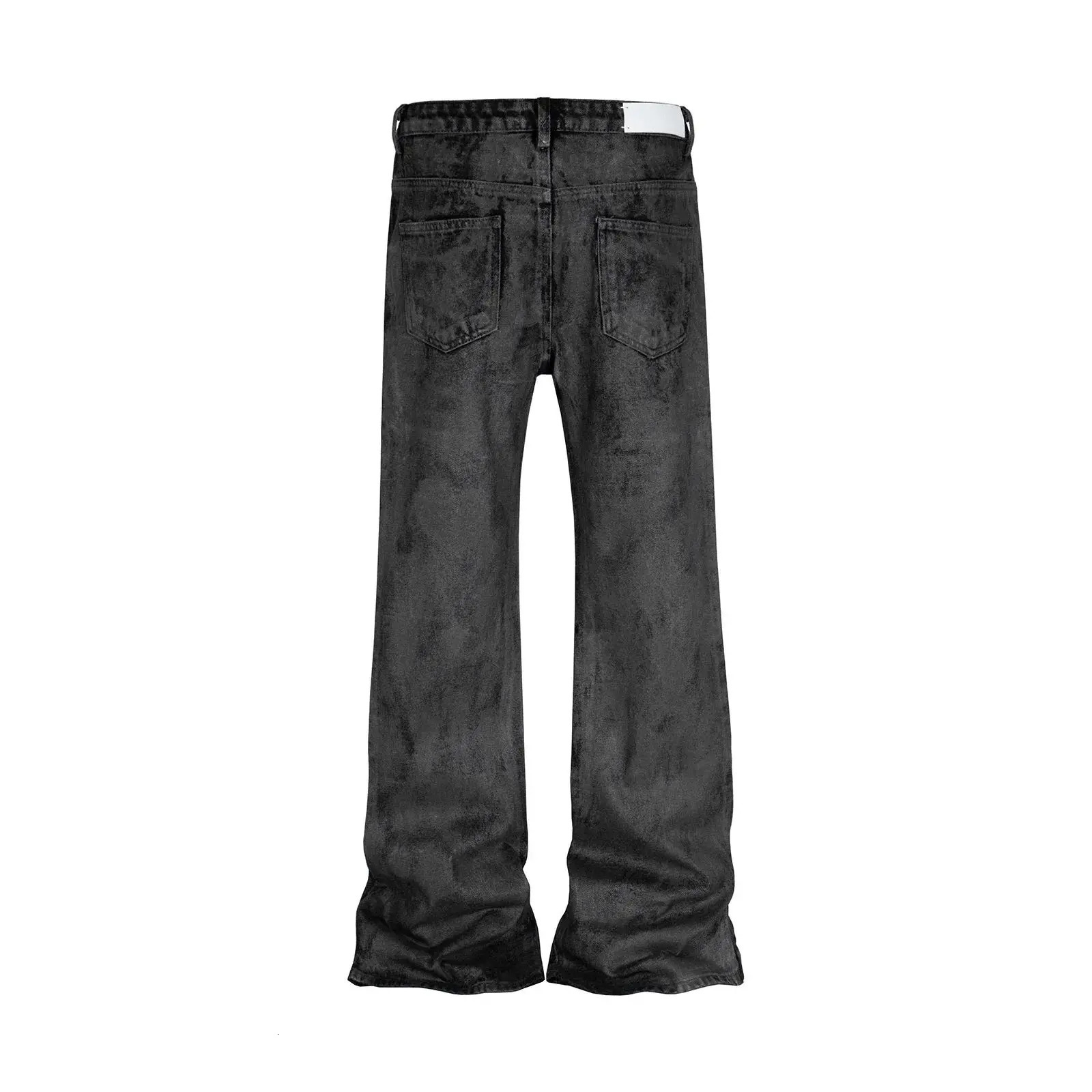 HOUZHOU High Street darkwear Flare Jeans for Men Y2k Pantalones Hombre Leather Pants Oversized Denim Trousers Brushed Sparkling 241008