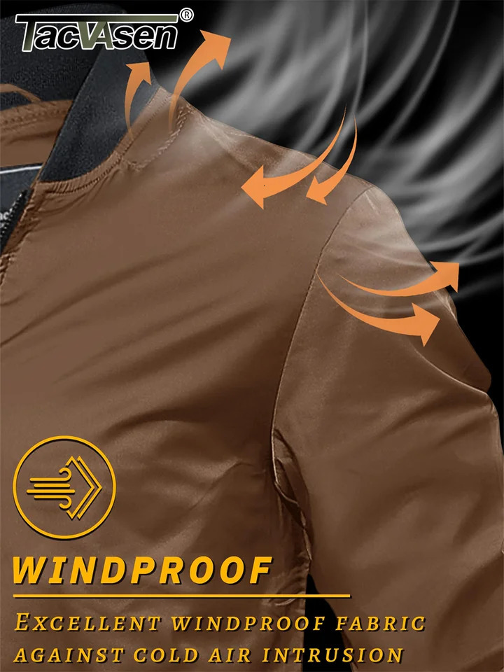 TACVASEN lightweight bomber jacket mens waterproof casual jacket outdoor jacket with pocket windproof jacket 241007