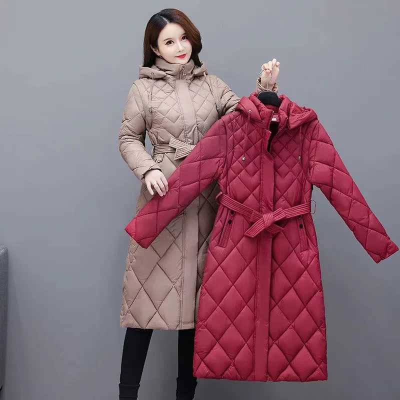 Women Winter Jacket Lightweight Down Cotton Jacket New Long Sleeved Detachable Mid Long Parkas Warm Female Winter Coat OuterwearX241019