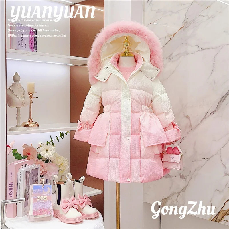 Girls Padded Cotton Clothes Coat Winter Children Thick Plus Velvet Long Jacket Teen Hooded Warm Down Outerwear Kids Parkas 512Y 241018