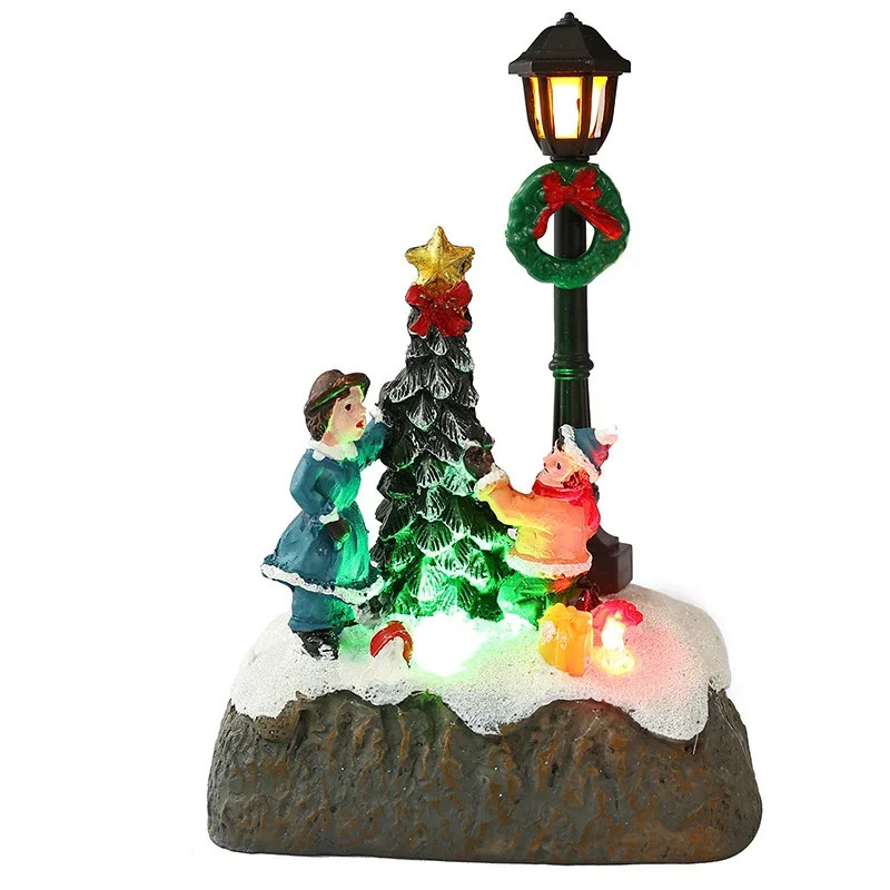 decorations resin small house micro landscape Light snowman tabletop display Christmas gift 241018