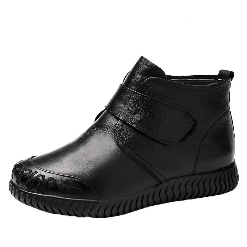 Comemore Womens Leather Ankle Fur Boots Thick Bottom Plush Shoes Womens Winter Warm Fur Boots Womens Fashion Shoes 241018