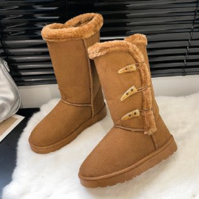 Women's Fashion Boots: Fleece-ed, Versatile Winter Footwear in Black, Yellow, and Coffee | Free Shipping 67fe