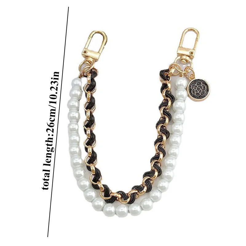 26cm Pearls Chain Strap For Handbag Fashion Accessories Handbags Handles Pearl Bag Metal Chains 241017