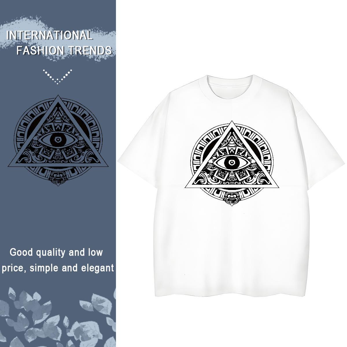 Classic T Shirts Women 100% Cotton 230g Breathable Crew Neck Street Casual eye of the devil Women Tees Nice White Plus Size Top Tees