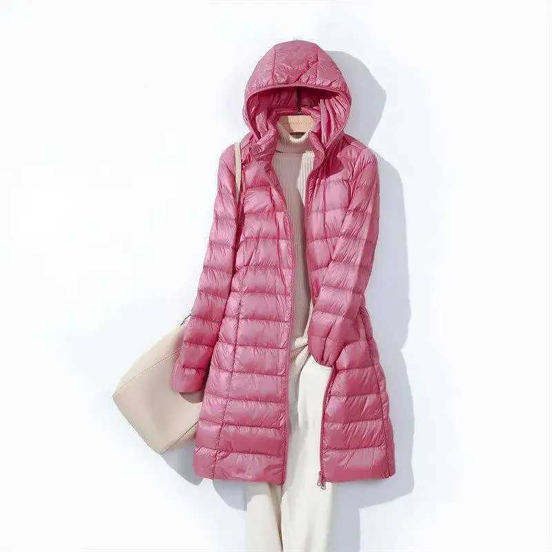 Plus Size 5XL 2024 New Arrivals Autumn Spring Women X-long White Duck Down Jackets Female Hat Detachable Warm Casual CoatsX241019