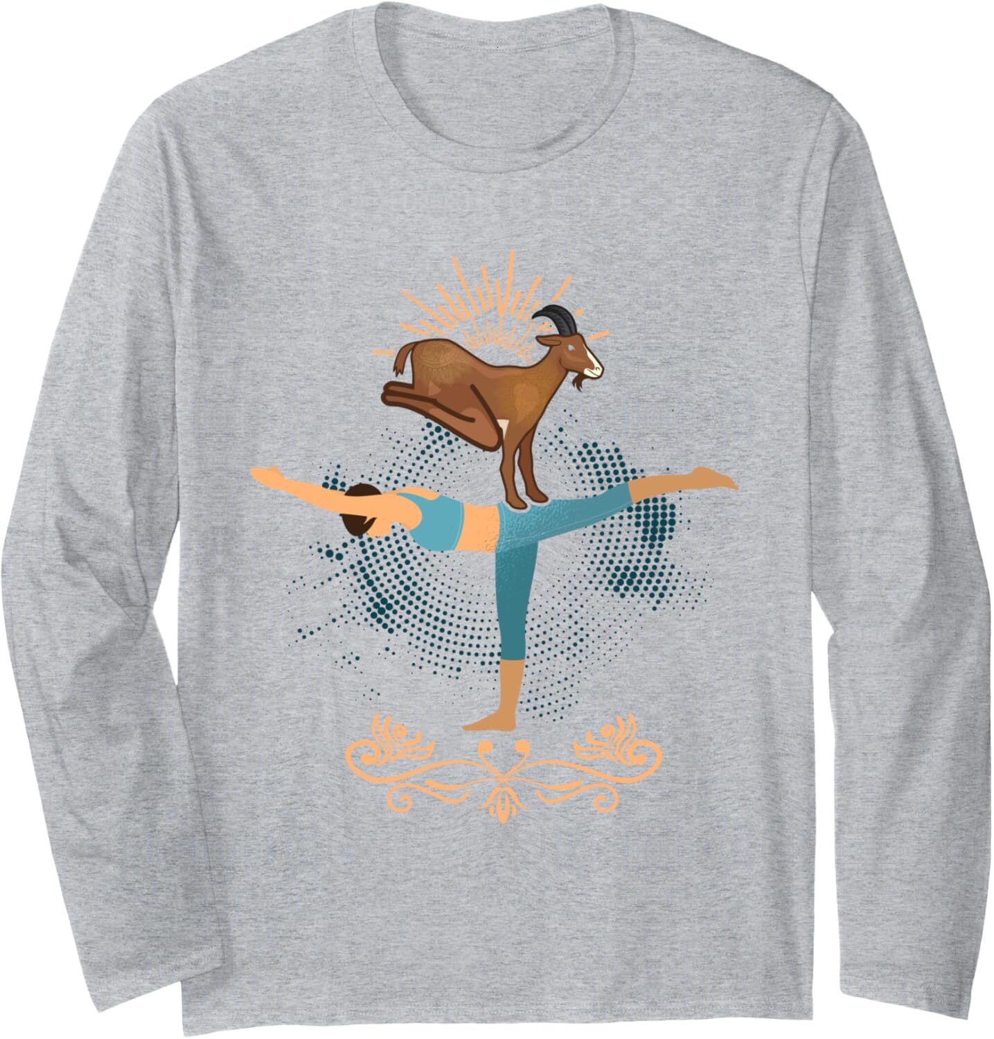 Long Sleeve Shirts for Men sweatshirt Funny Woman Goat Yoga Spiritual Friends Yogi Warrior Pose Long Sleeve Tee Streetwear Casual tops clothes