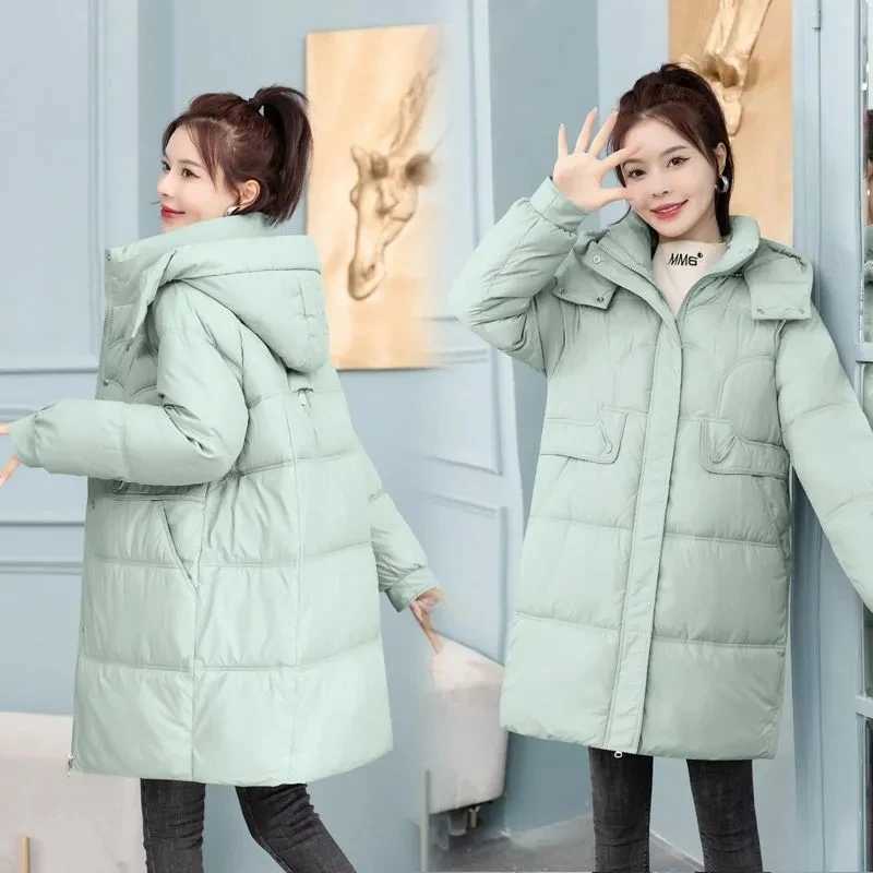 2023 Winter Women Hooded Jacket Coats Long Parkas Female Down Cotton Overcoat Thick Warm Padded Windproof Casual Windbreaker 3XLX241019
