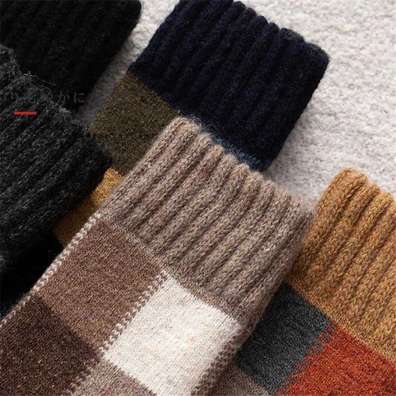 Polar Winter Warm Socks Man Super Thicker Solid Merino Wool Rabbit Heated Happy Socks Men Against Cold Snow Male Sock PairXJ241019