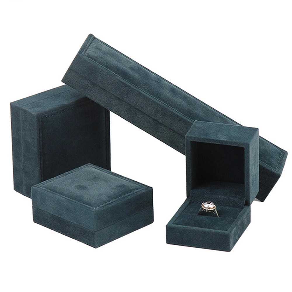 High quality PU green velvet ring pendant jewelry packaging box jewelry storage box bracelet necklace organizer gift box W241019