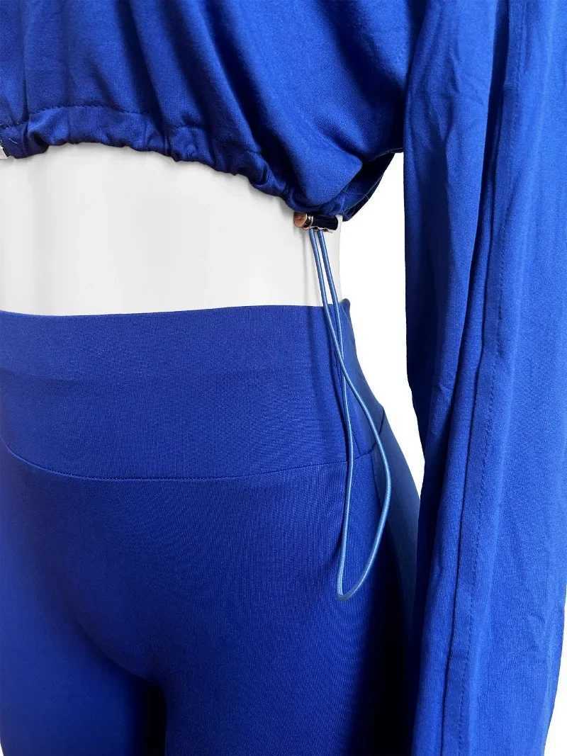 Women's Two Piece Pants 2024 Autumn Womens Trend Solid 2-piece Track Suit Zipper Long Sleeve Drag Jacket Crop Top+Leg Pants Jogging Set Y241019NQ