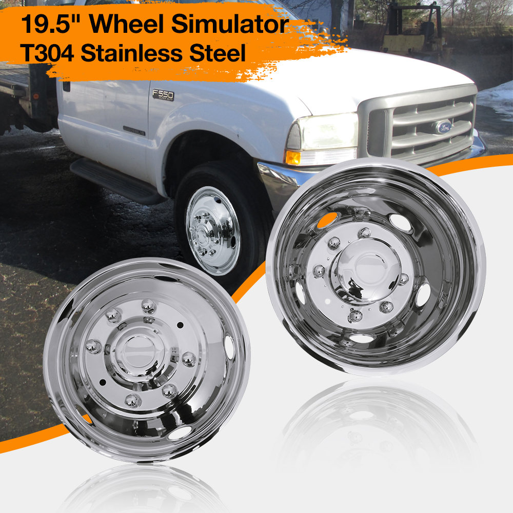 Stainless Steel Dually Wheel Caps with 8 Lugs & 5 Handhole Design - Compatible with 1999-2002 Ford F Series