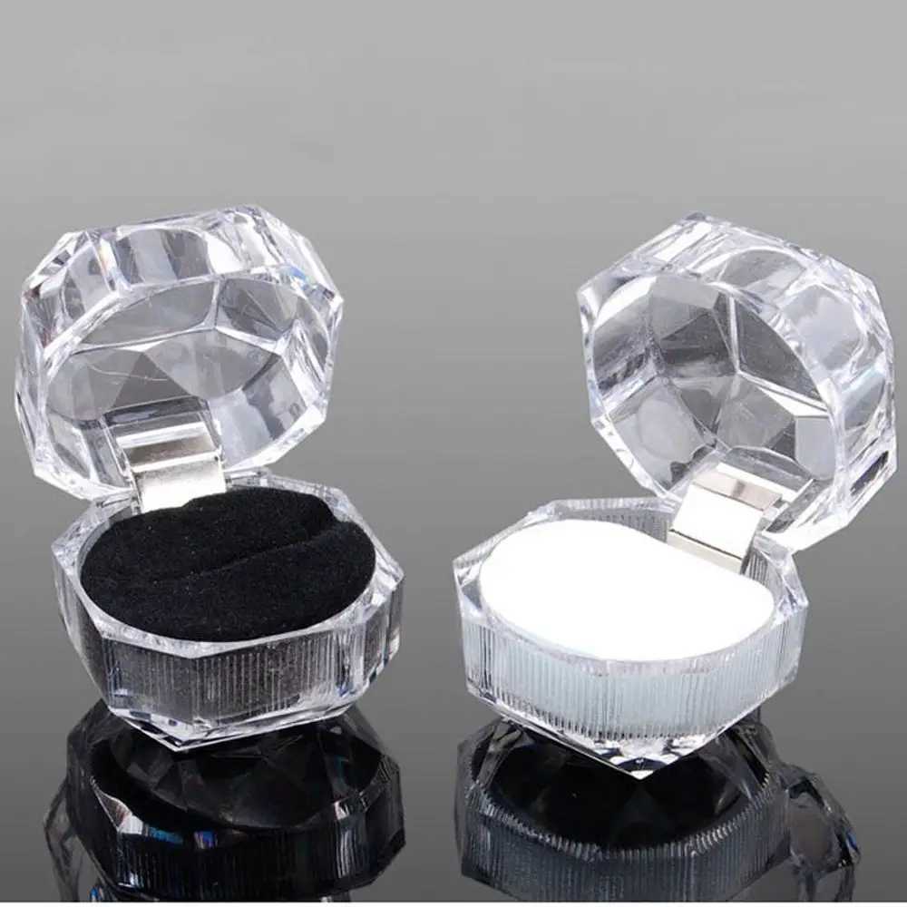 Transparent Crystal Ring Box Portable Earrings Brooch Storage Box Jewelry Storage Box W241019