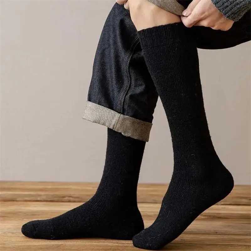 5pairs/Mens Winter Knee Stockings Merino Wool Super Thick Warm Compression Winter Towel Socks Wrap Calf Thick Tall SocksEU38-46XJ241019