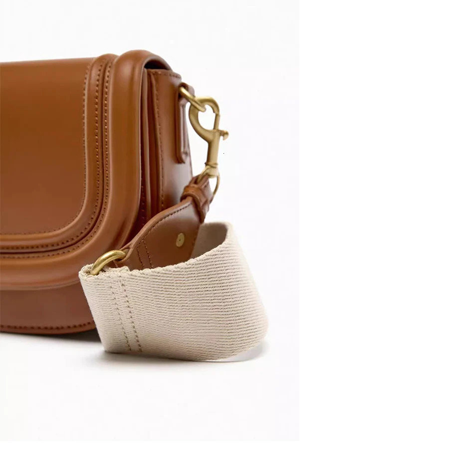 Womens handbag casual homeless bag handbag wide shoulder strap PU half moon crescent bag Communicating saddle shoulder bag 241018