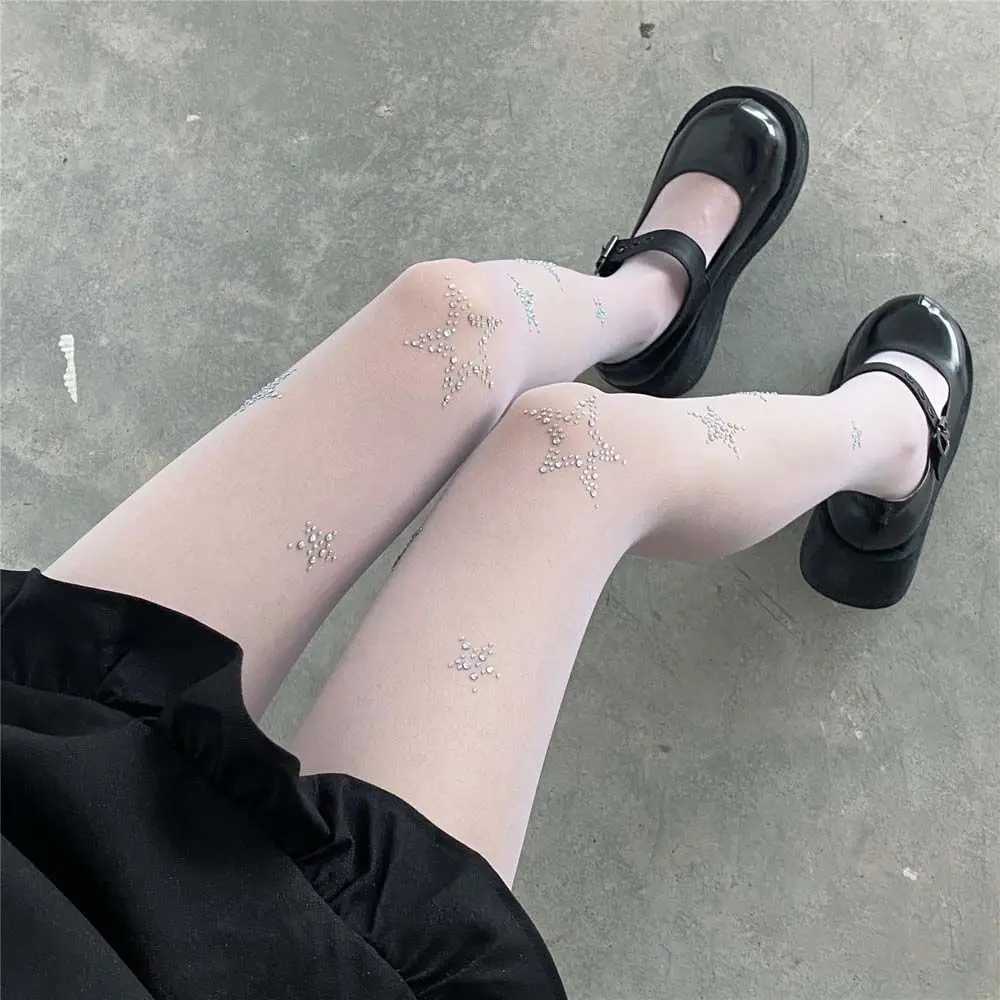 Socks Hosiery Breathable Girl Rhinestone Sexy Lolita Star Bow Nightclub Dress Up JK Tights Body Stockings Female Stockings Pantyhose Y2408330085N