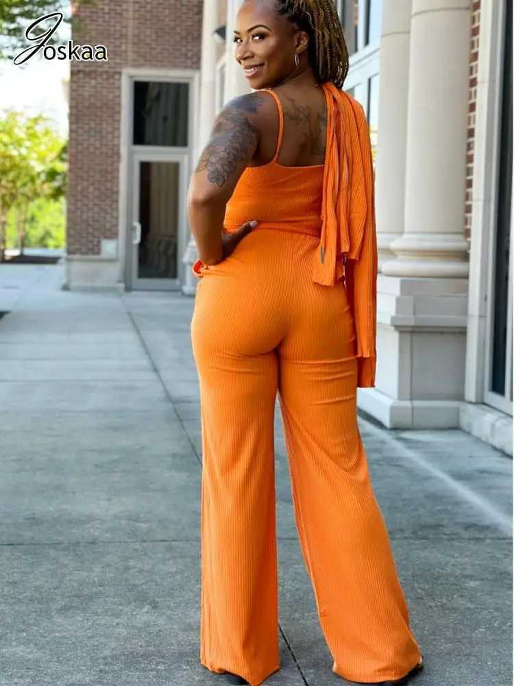 Womens Two Piece Pants Joskaya Ribbed Solid 3Piece Womens Casual Long Sleve Zipper HoodieCamisolStraight Pants Competition Autumn 2023 Track and Fie Y