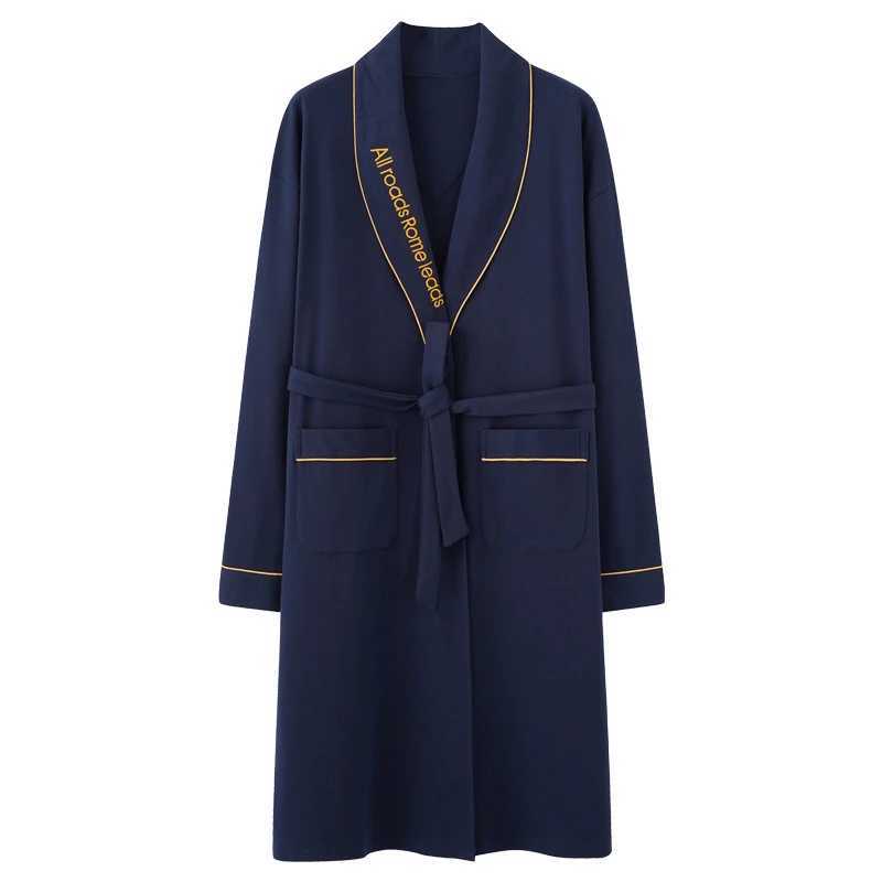 2022 Spring Autumn Bathrobe Men 100% Cotton Sleep Top Kimono Robesfor Male Plaid Robes Long Bath Robe Bride Robe Dressing GownXJ241018