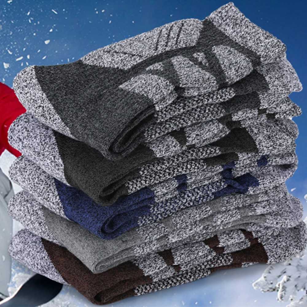 1 Pair Winter Hiking Socks Thermal Heated Socks Soft Elastic Thicken Anti-Slip Socks For Women Men Outdoor Ski Tube SockXJ241019